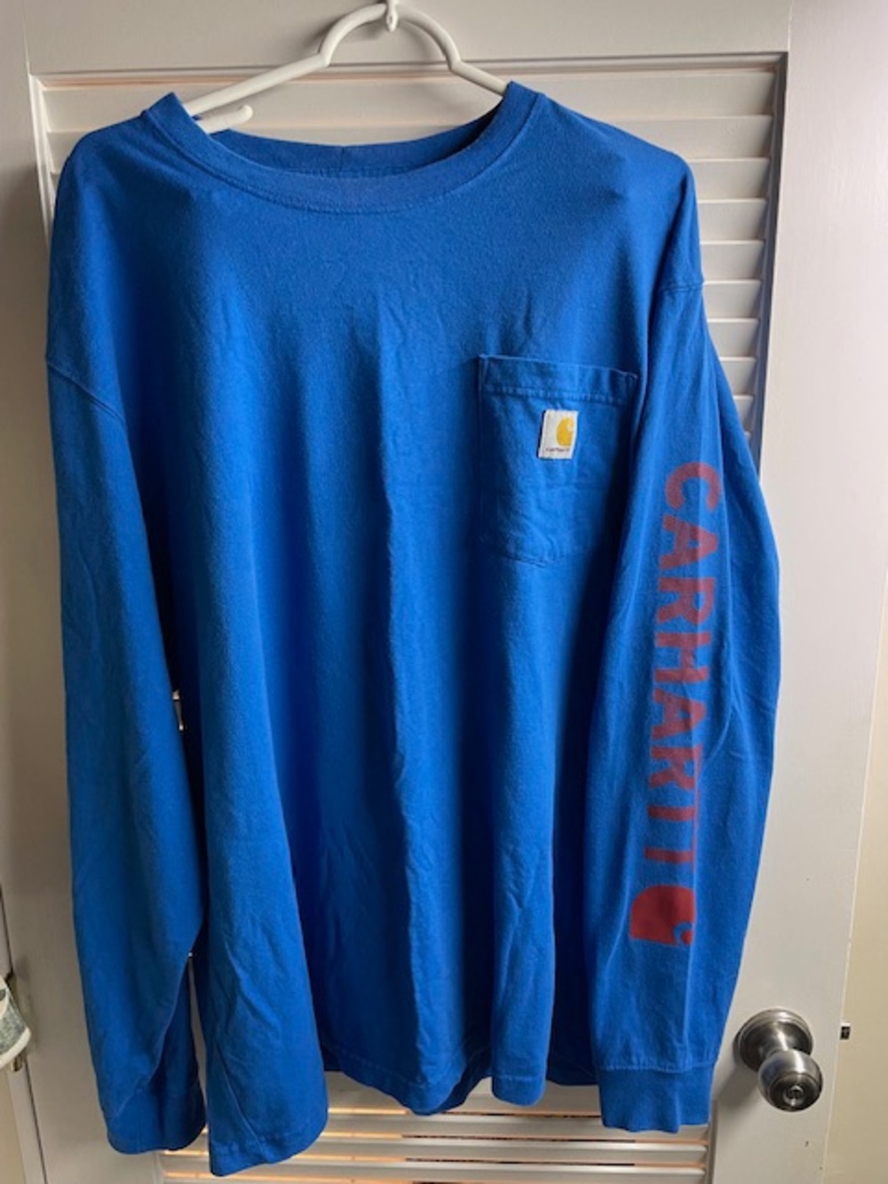 Carhartt Blue Long Sleeve Tee with Logo Patch